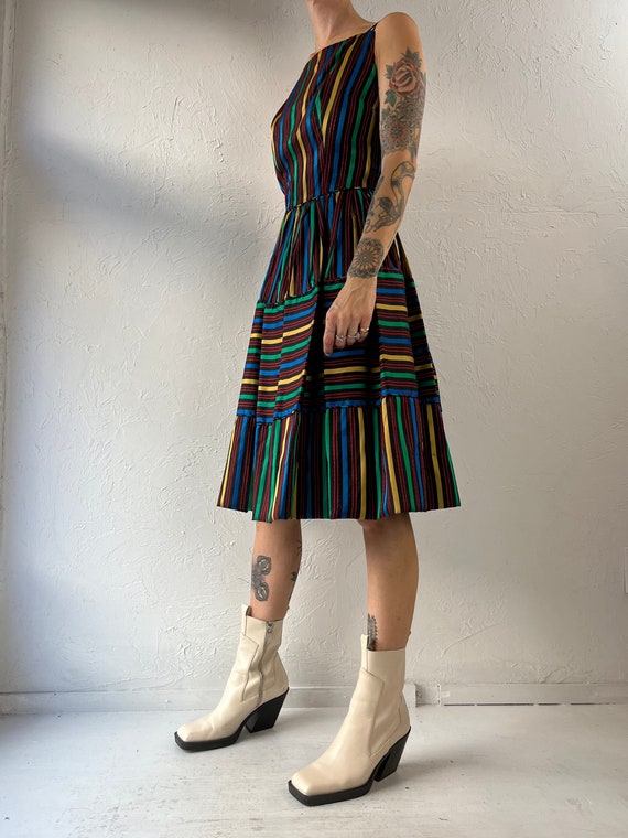 50s 60s 'Maggi Stover' Rainbow Striped Sleeveless… - image 4