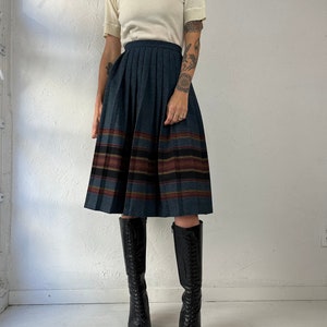 80s Navy Blue Knit Midi Skirt / Small