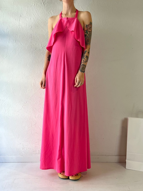 70s 'Gilmar' Pink Backless Dress / Union Made / S… - image 4
