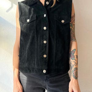 Vintage 'Pendleton' Black Suede Leather Vest / Medium