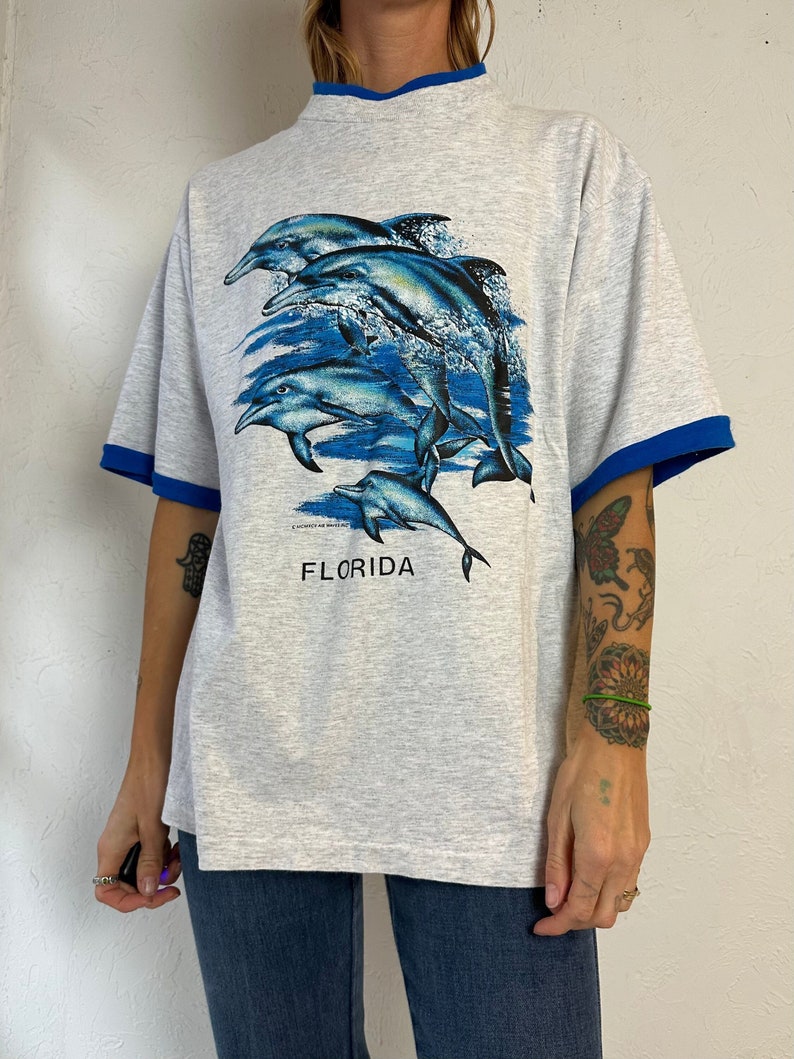 90s 'Bay Bridge' Florida Dolphin T Shirt / Large