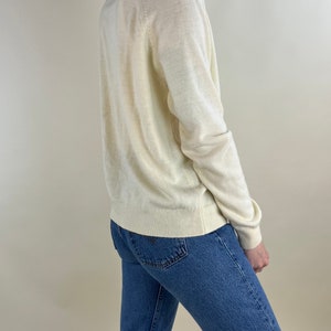 80s Pale Yellow Synthetic Knit Cardigan / Small image 3