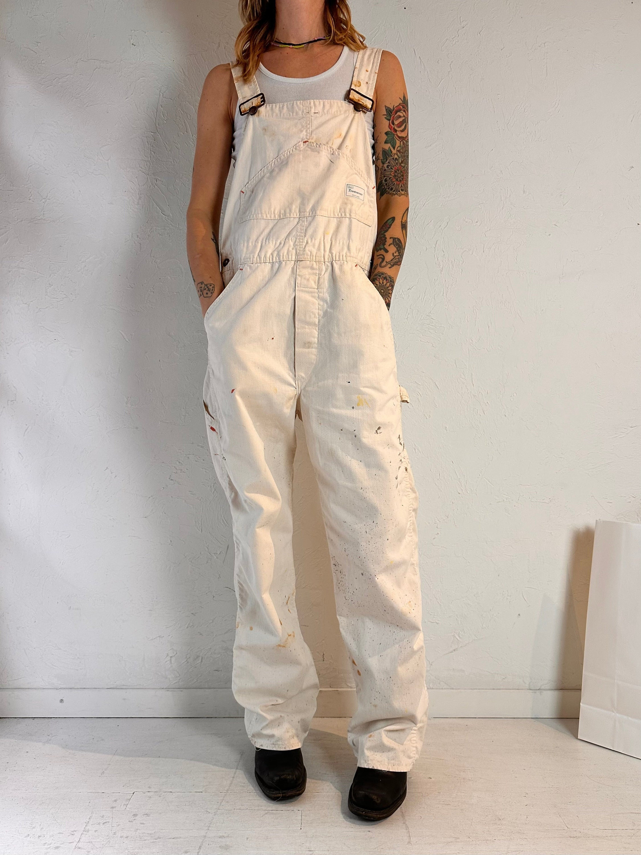 White deals distressed overalls