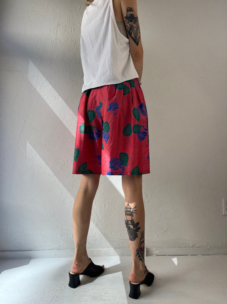 90s High Waisted Floral Dress Shorts / Small