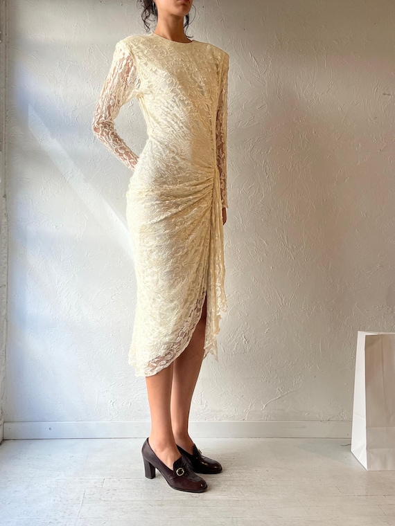 night moves gold dress Vintage 80s 'night Moves' Cream Lace Formal / Small EXTRA301124