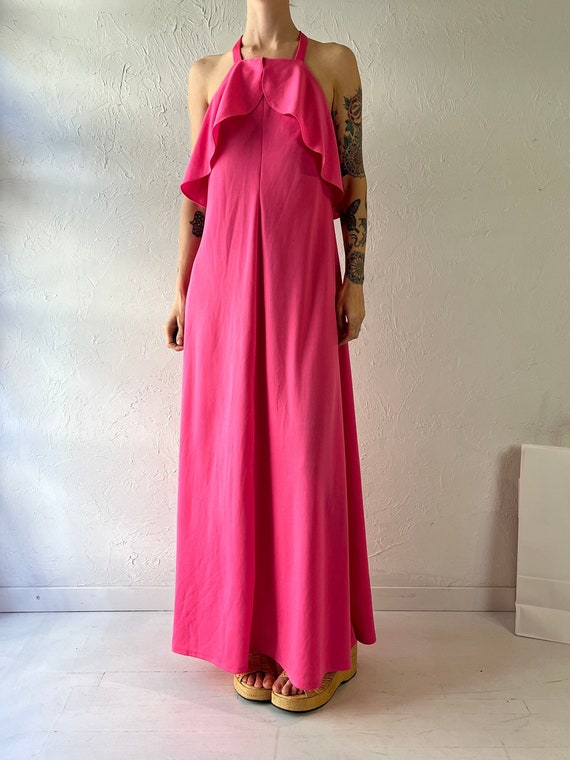 70s 'Gilmar' Pink Backless Dress / Union Made / S… - image 1