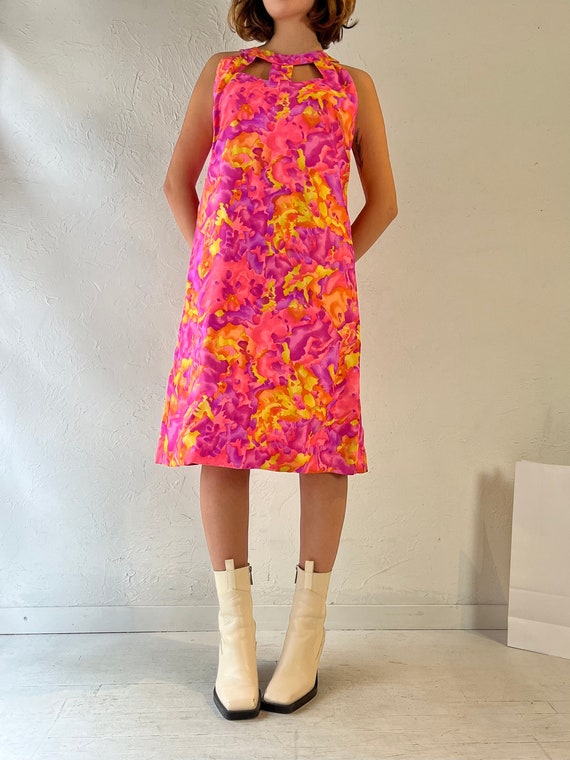 70s Handmade Pink Water Color Cut Out Dress / Medium - Etsy Israel