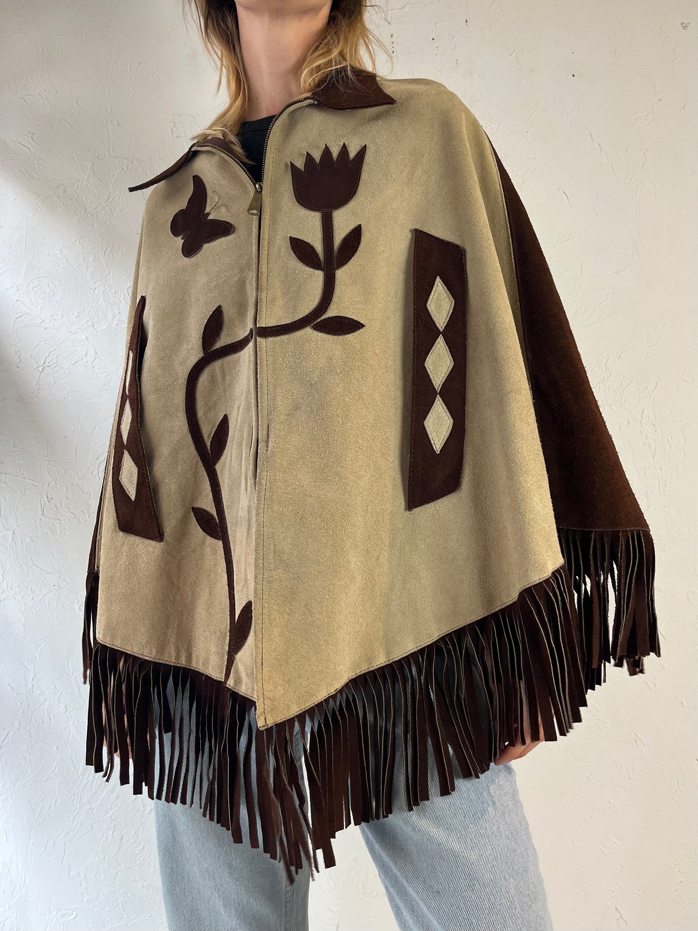 70s Two Tone Suede Fringe Poncho Cape / Small - Etsy 70s Two Tone Suede Fringe Poncho Cape / Small - Etsy