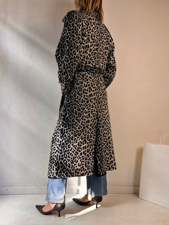 70s 'Towne House' Leopard Print Trench Coat / Med… - image 8