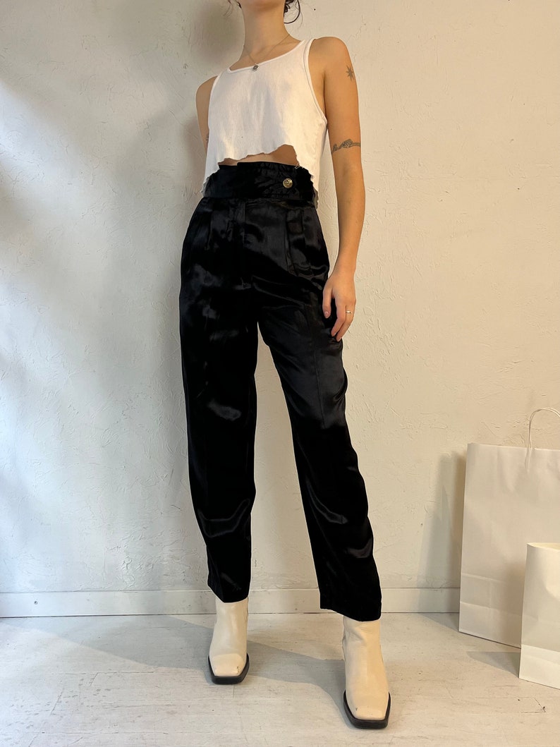 90s '19th Ave' Black Silky Dress Pants / Small