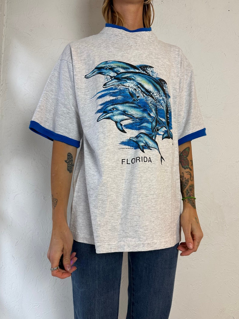 90s 'Bay Bridge' Florida Dolphin T Shirt / Large