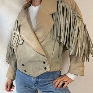 90s 'D'Piel Cevis' Two Tone Suede Leather Fringe Jacket / Medium