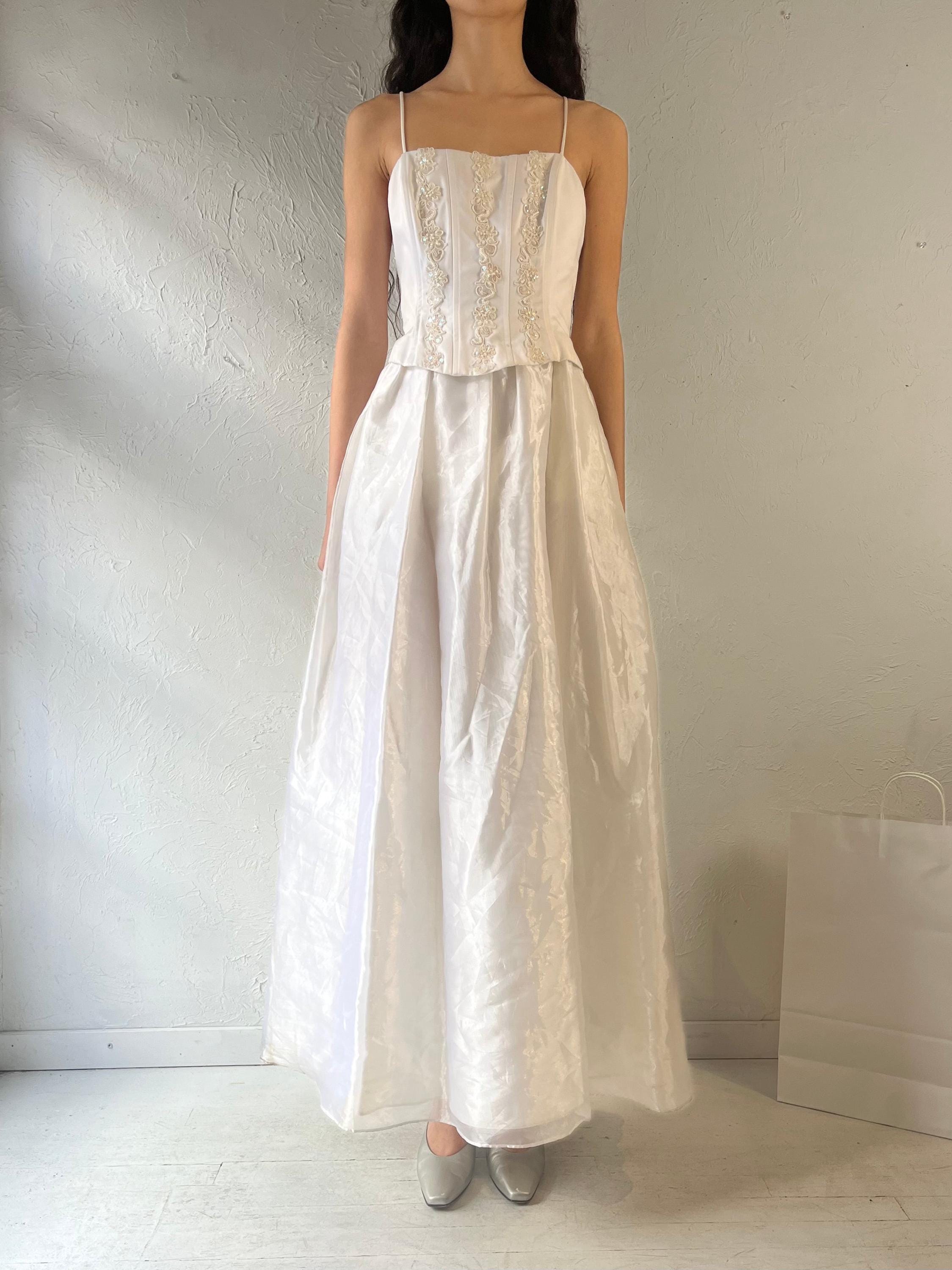 90s ‘Roberta’ White Formal Dress / Medium