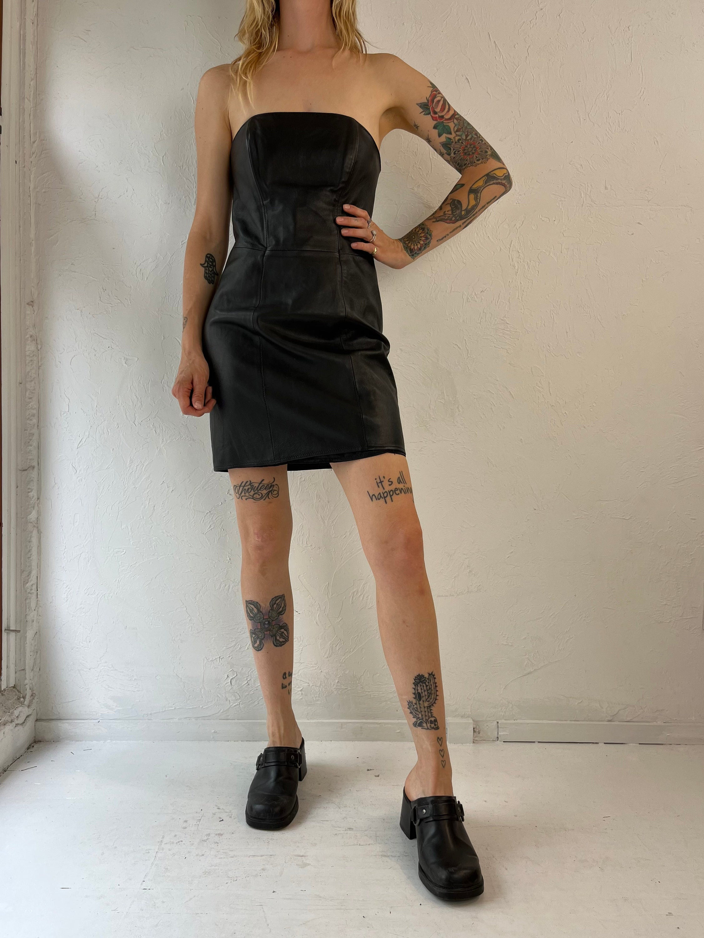 Short casual leather dress – Landsheka