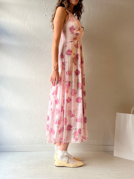70s 'olga' Pink Floral Slip Maxi Dress / Vintage 1970s Romantic Lingerie  Style Long Dress / Small - Etsy
