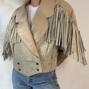 90s 'D'Piel Cevis' Two Tone Suede Leather Fringe Jacket / Medium