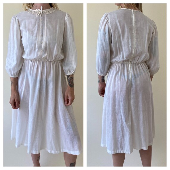 70s White Peasant Dress // Wedding Dress // Small