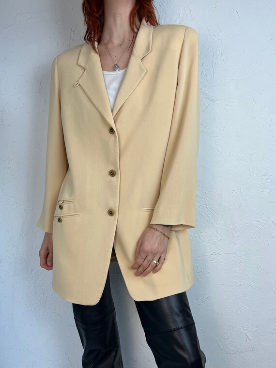 90s 'Emanuel' Pale Yellow Oversized Blazer jacket… - image 3