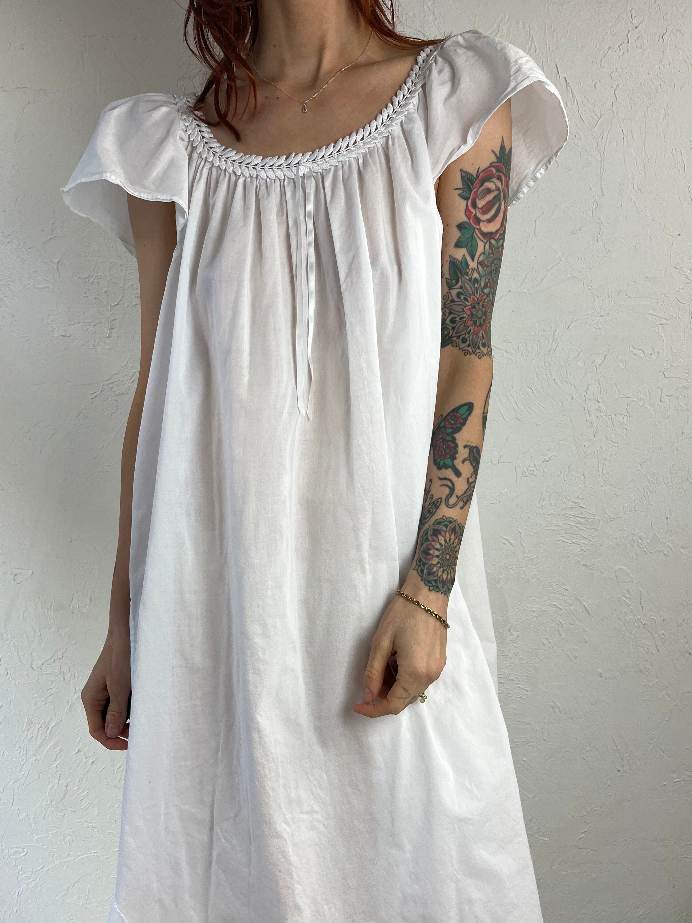 Y2K 'french Maid' White Cotton Peasant Dress / Medium Etsy