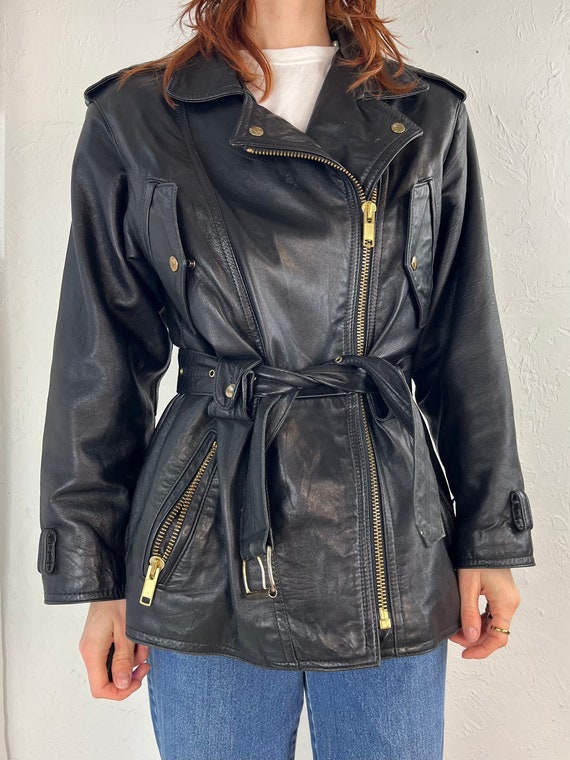 90s 'Oscar Leopold' Leather Moto Jacket / Large - Gem