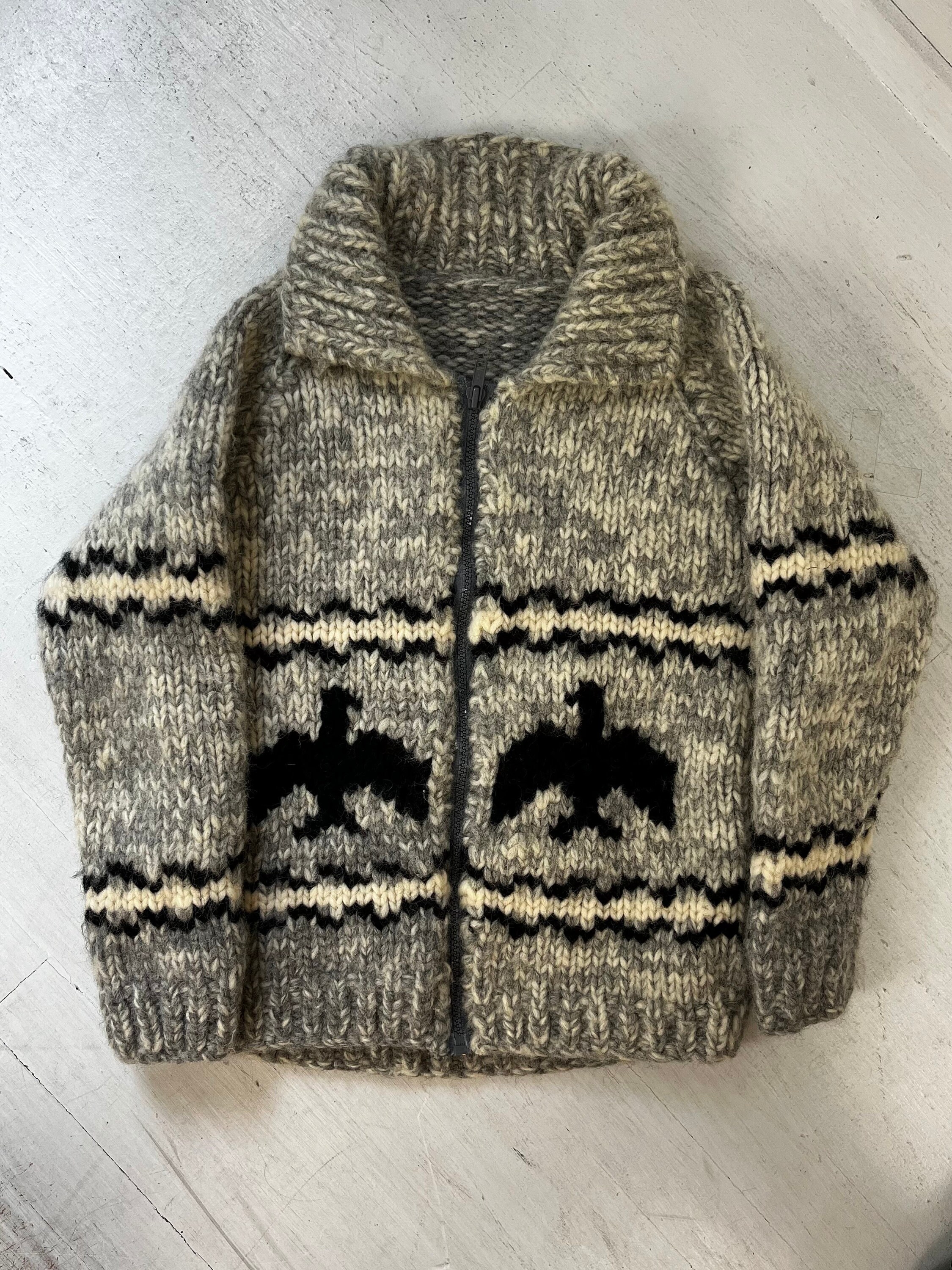 vintage 50s イェール大学 PURE WOOL 1940s 40s 50s 1950s Novelty Horse Knit Wool Cowichan Sweater