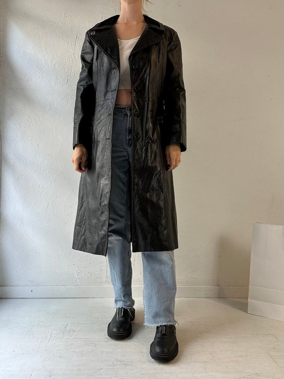 Vintage Black Leather Trench Coat / Medium - Etsy