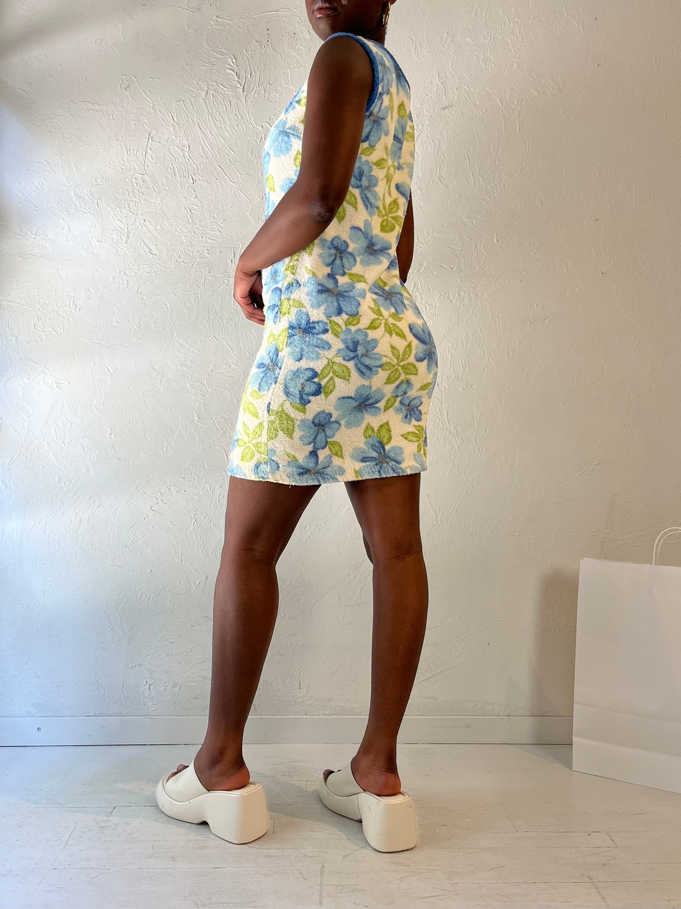 Vintage Handmade Terry Towel Floral Mini Dress / Medium - Etsy