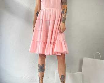 cravings cotton ruffle babydoll dress 80s 'square Dance Dress Co' Pink Midi Dress / Small