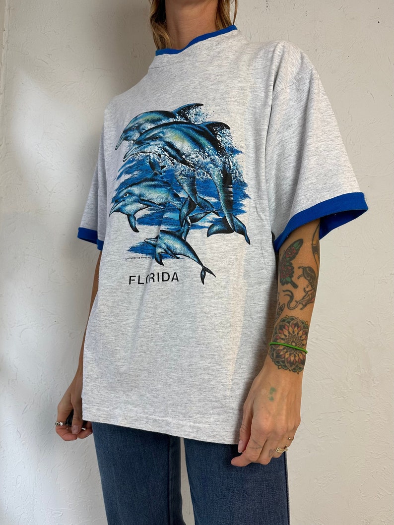 90s 'Bay Bridge' Florida Dolphin T Shirt / Large