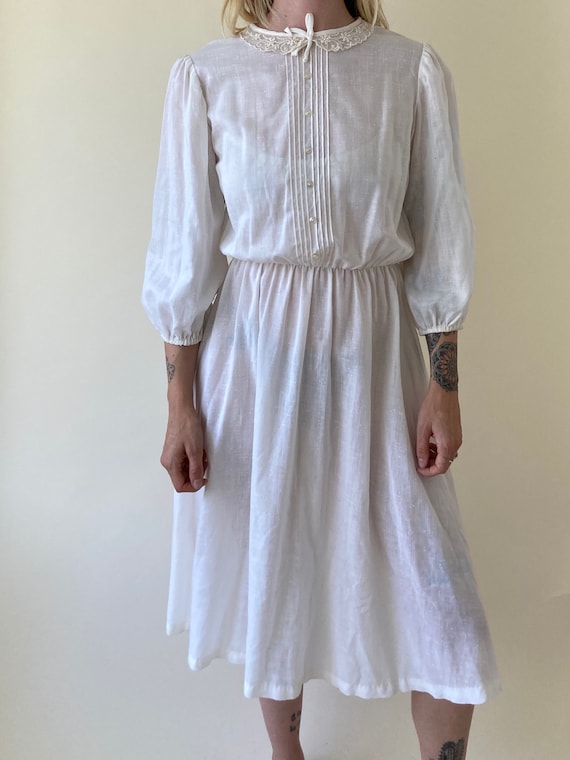 70s White Peasant Dress // Wedding Dress // Small