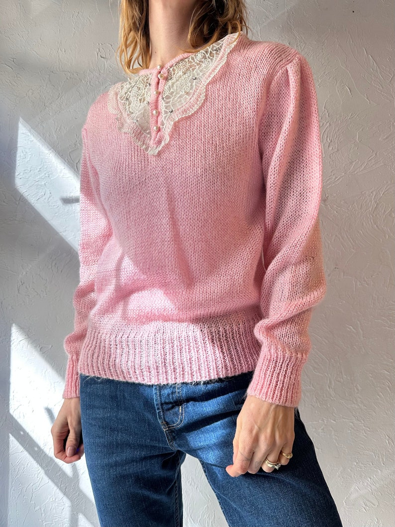 90s 'Charlotte Van Horne' Pink Sweater / Medium