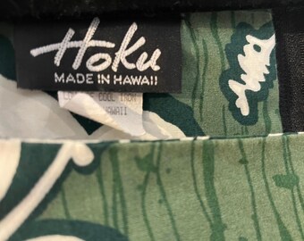 80s 'hoku' Green Hawaiian Print Floral Muu Muu Dress