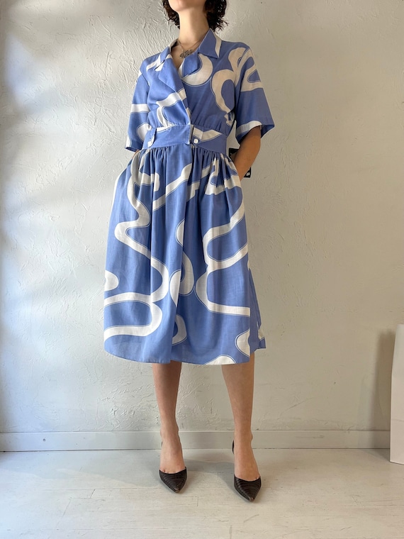 70s 'Miss Oops California' Blue Midi Dress / Medi… - image 1