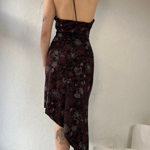 Y2k ' Le Chateau' Black Floral Halter Midi Dress / Large