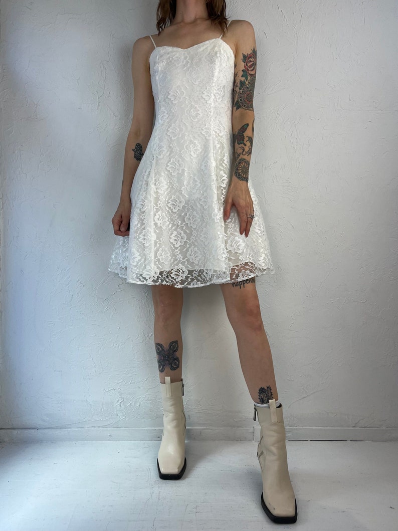 90s White Lace Party Dress / Small image 1