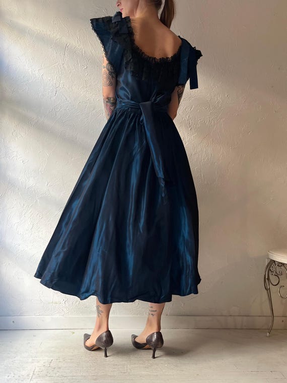 midnight blue midi dress SAU LEE Meadow Dress in Navy main image 0