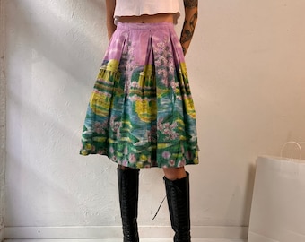 Vintage Handmade Water Color Skirt / Small
