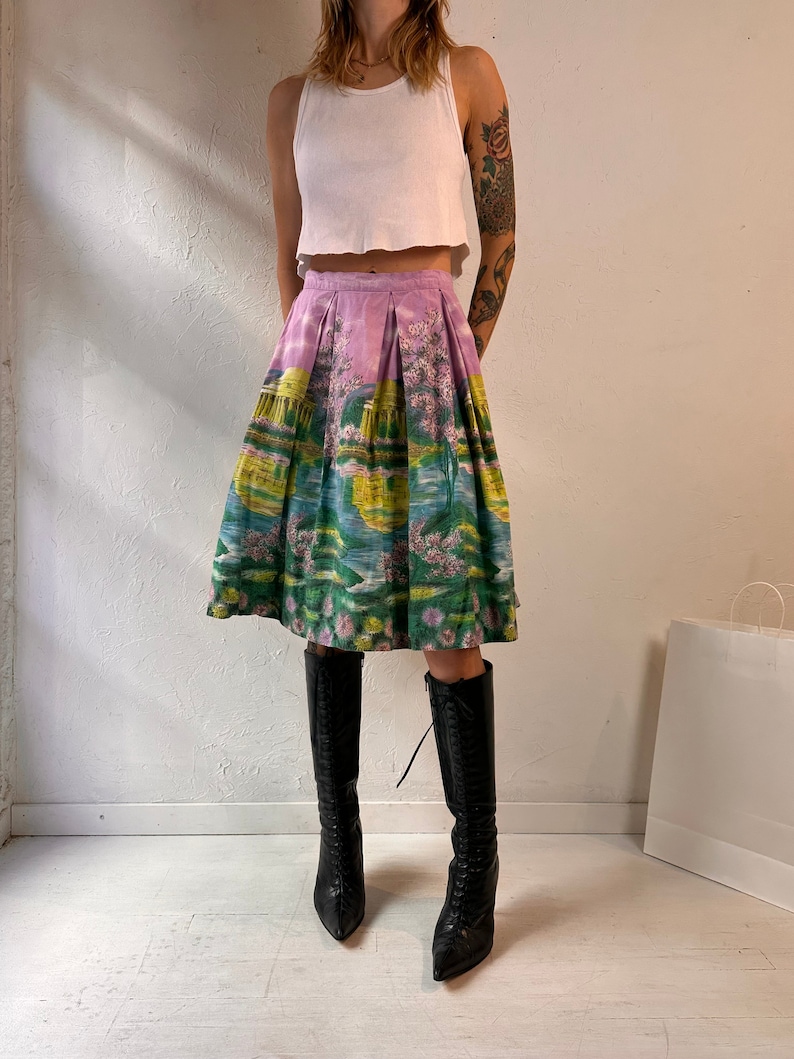 Vintage Handmade Water Color Skirt / Small