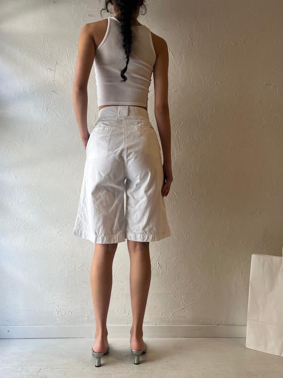90s ‘Almost Heaven’ White Cotton Bermuda Shorts / Small View 2