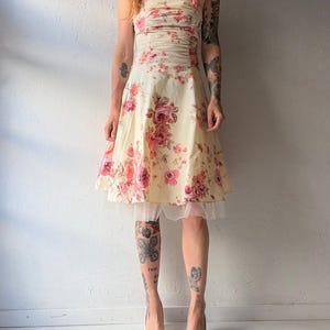 Vestido formal floral sin tirantes 'Ruby Rox' estilo Y2K / Talla S