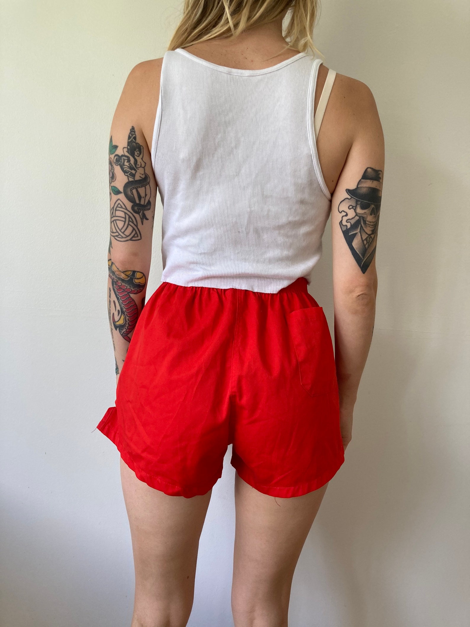80s Red & White Activewear striped shorts // Small Etsy
