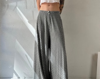 Vintage Gingham Wide Leg Pants / Medium