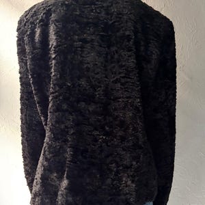 90s 'Le Chateau' Black Faux Fur Jacket / Large