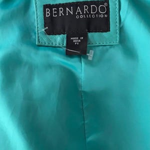 Y2k 'Bernardo' Turquoise Leather Blazer Style Jacket / Vintage 2000s Minimalist Jacket / Small