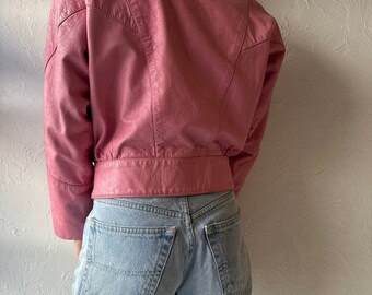 ジャケット・アウター 90s FRANCE-MADE Pink RAM Leather JKT 80s 90s 'champion' Pink Leather Bomber Jacket / Small - Etsy