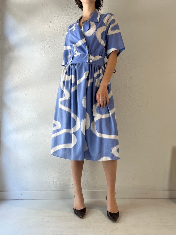 70s 'Miss Oops California' Blue Midi Dress / Medi… - image 3