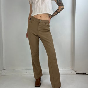 Pantaloni a gamba larga in poliestere marrone &#39;Wrangler&#39; anni &#39;70 / Small