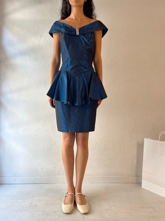 90s 'JS Collections' Blue Formal Mini Dress / Small - Etsy