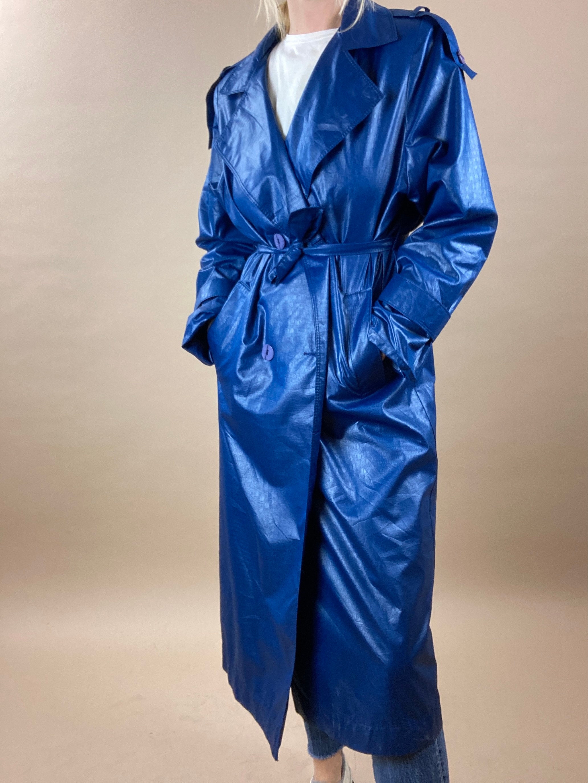 1960s Blue Light Weight Trench Coat / Small - Etsy UK