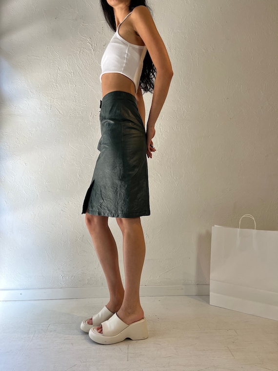 Green leather skirt 90s hotsell